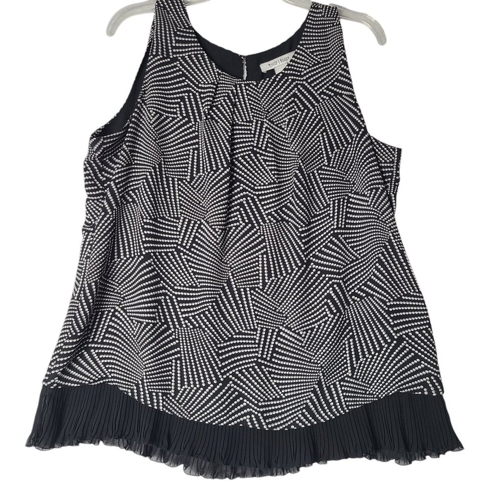 🔥Sale - White House Black Market Sleeveless Black Polka Dot Blouse Size Large